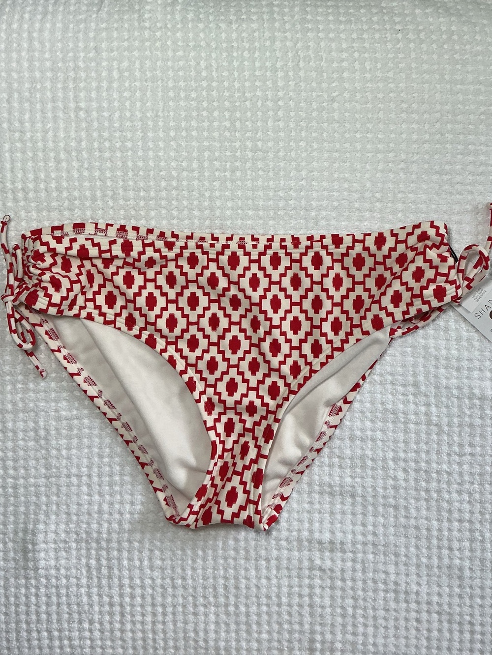 Shade & Shore Red and White Geometric Bikini Bottoms